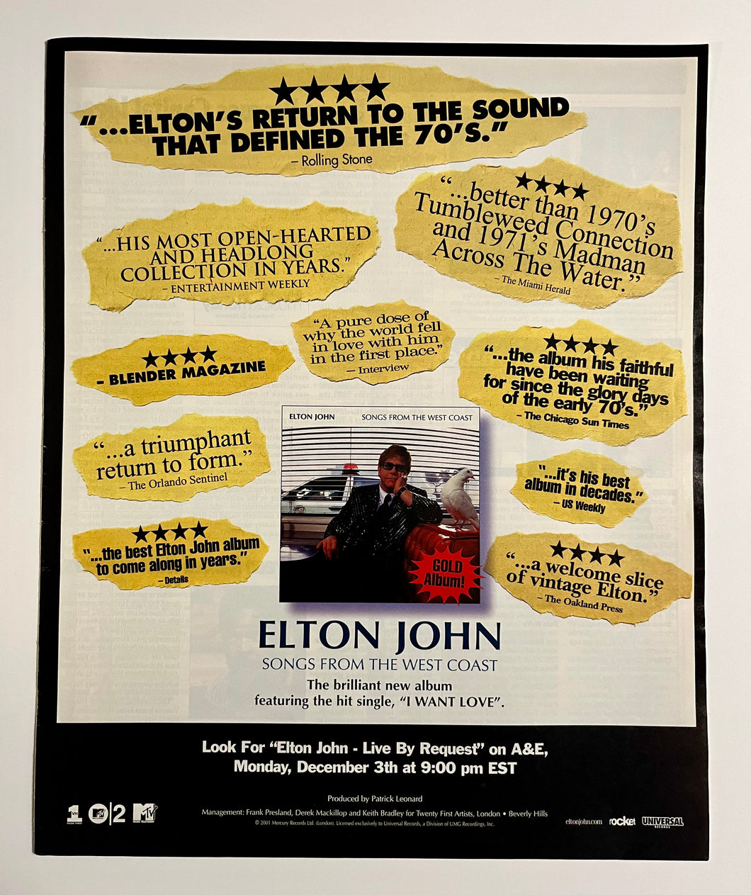 Elton John - 11” x 13” Trade Ad