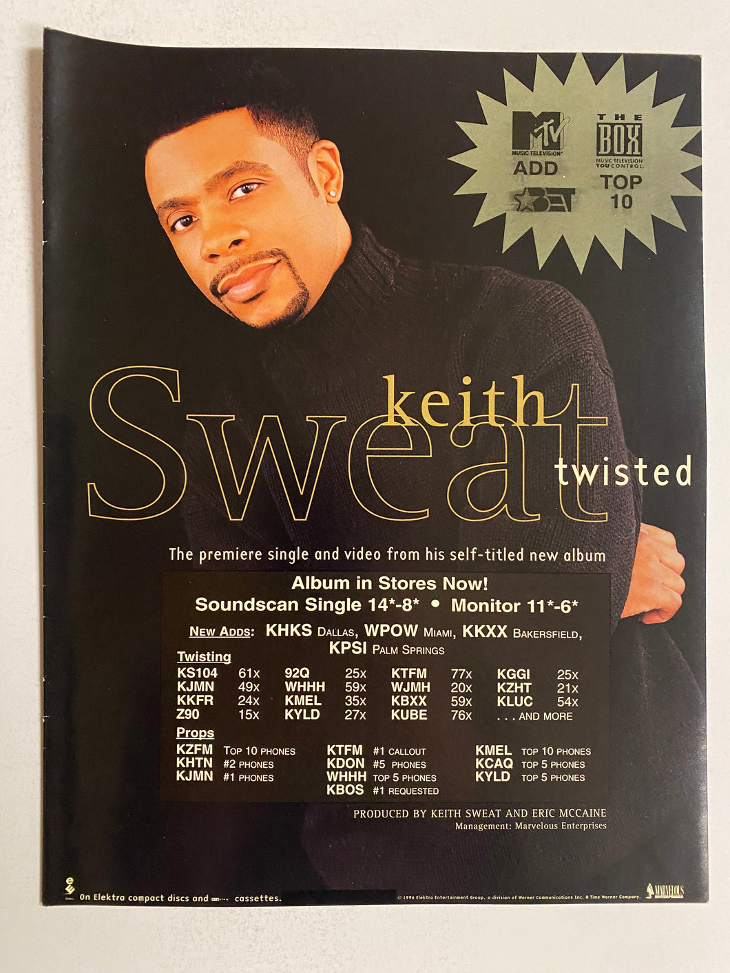 Keith Sweat - 8 1/2” x 11” Trade Ad #2