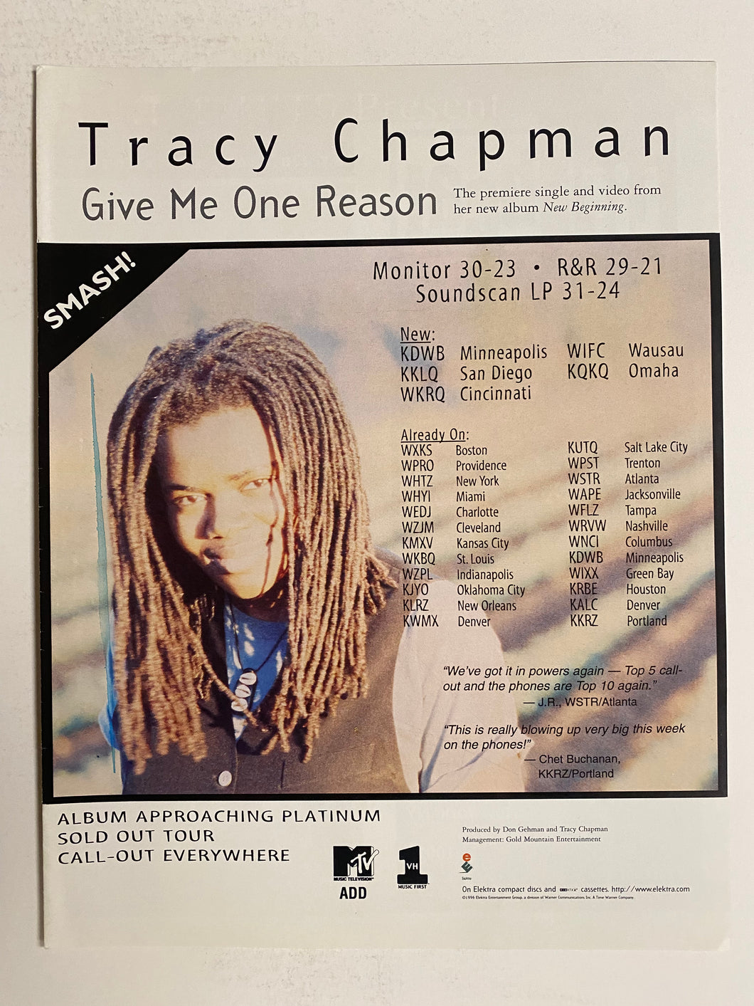 Tracy Chapman - 8 1/2” x 11” Trade Ad #7