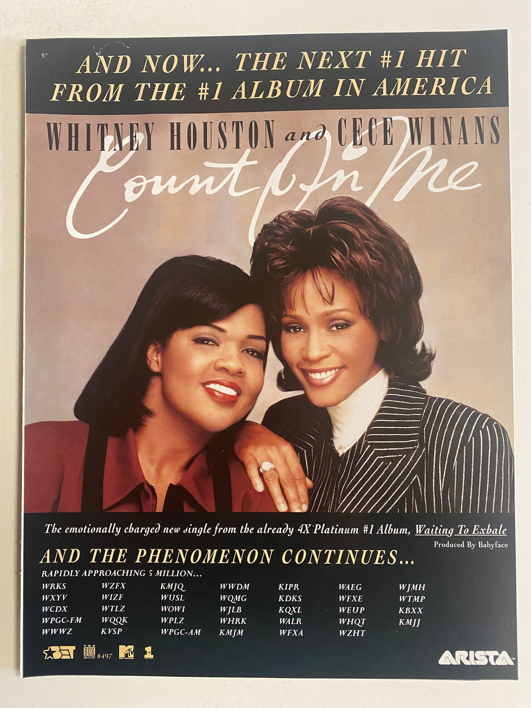 Whitney Houston / Cece Winnans - 8 1/2” x 11” Trade Ad #2