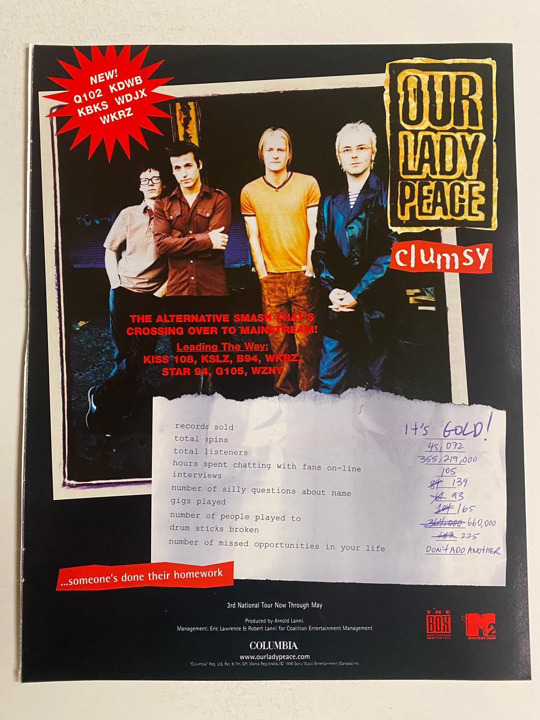 Our Lady Peace - 8 1/2” x 11” Trade Ad