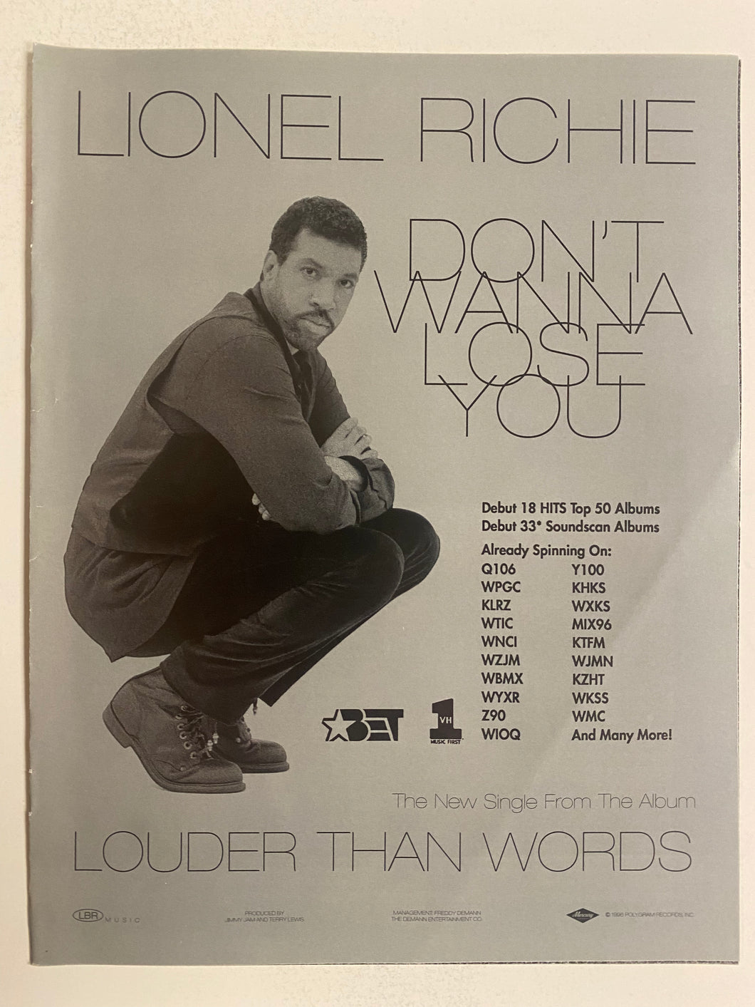 Lionel Richie - 8 1/2” x 11” Trade Ad #5