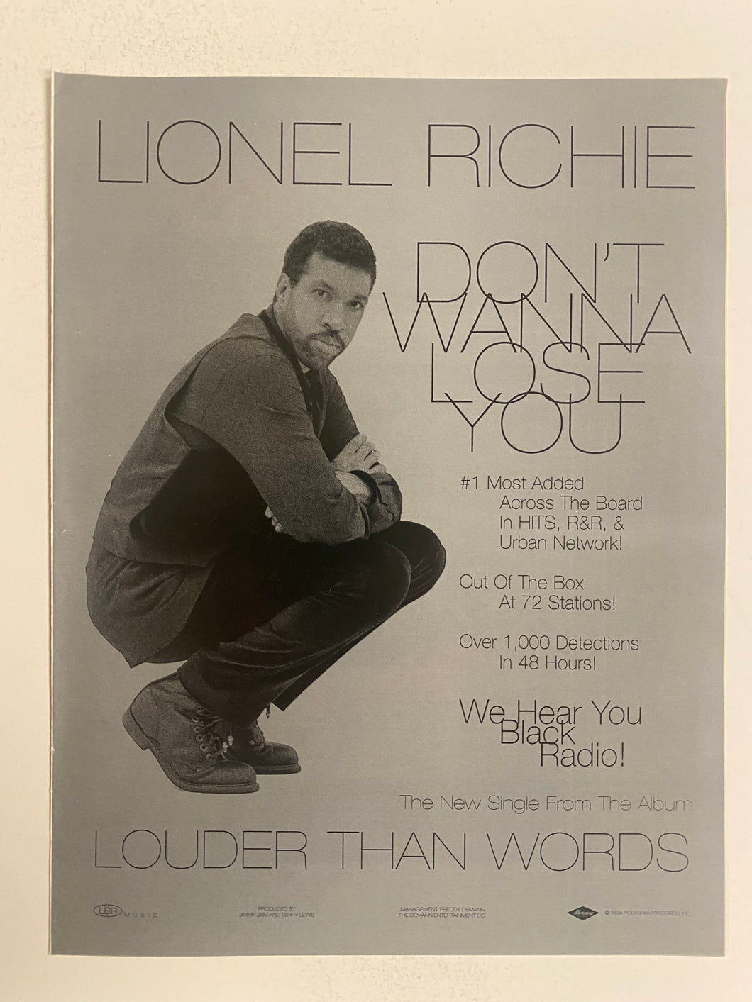 Lionel Richie - 8 1/2” x 11” Trade Ad #2