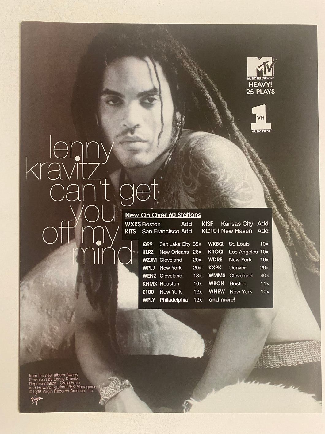 Lenny Kravitz - 8 1/2” x 11” Trade Ad #4