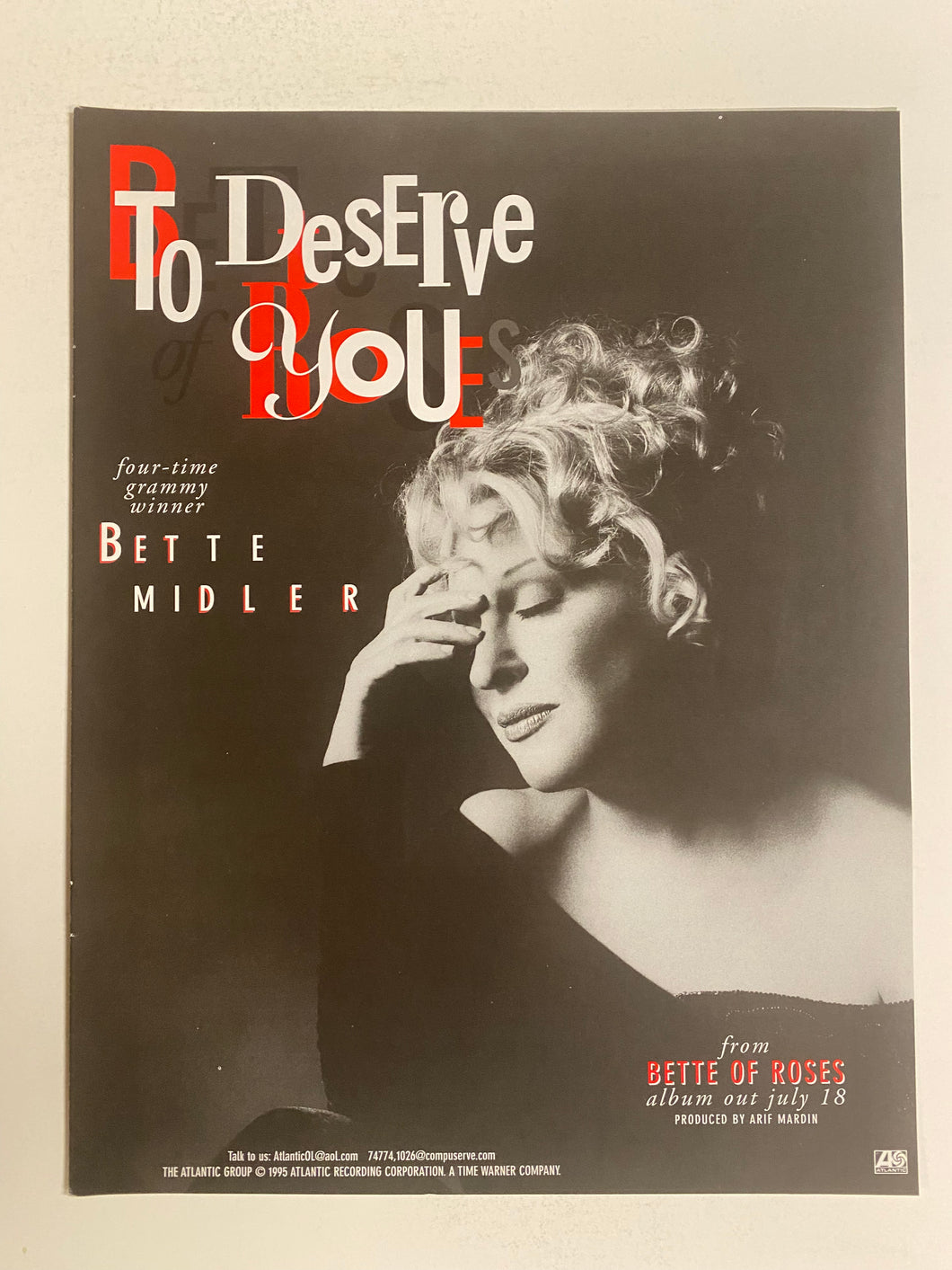 Bette Midler - 8 1/2” x 11” Trade Ad