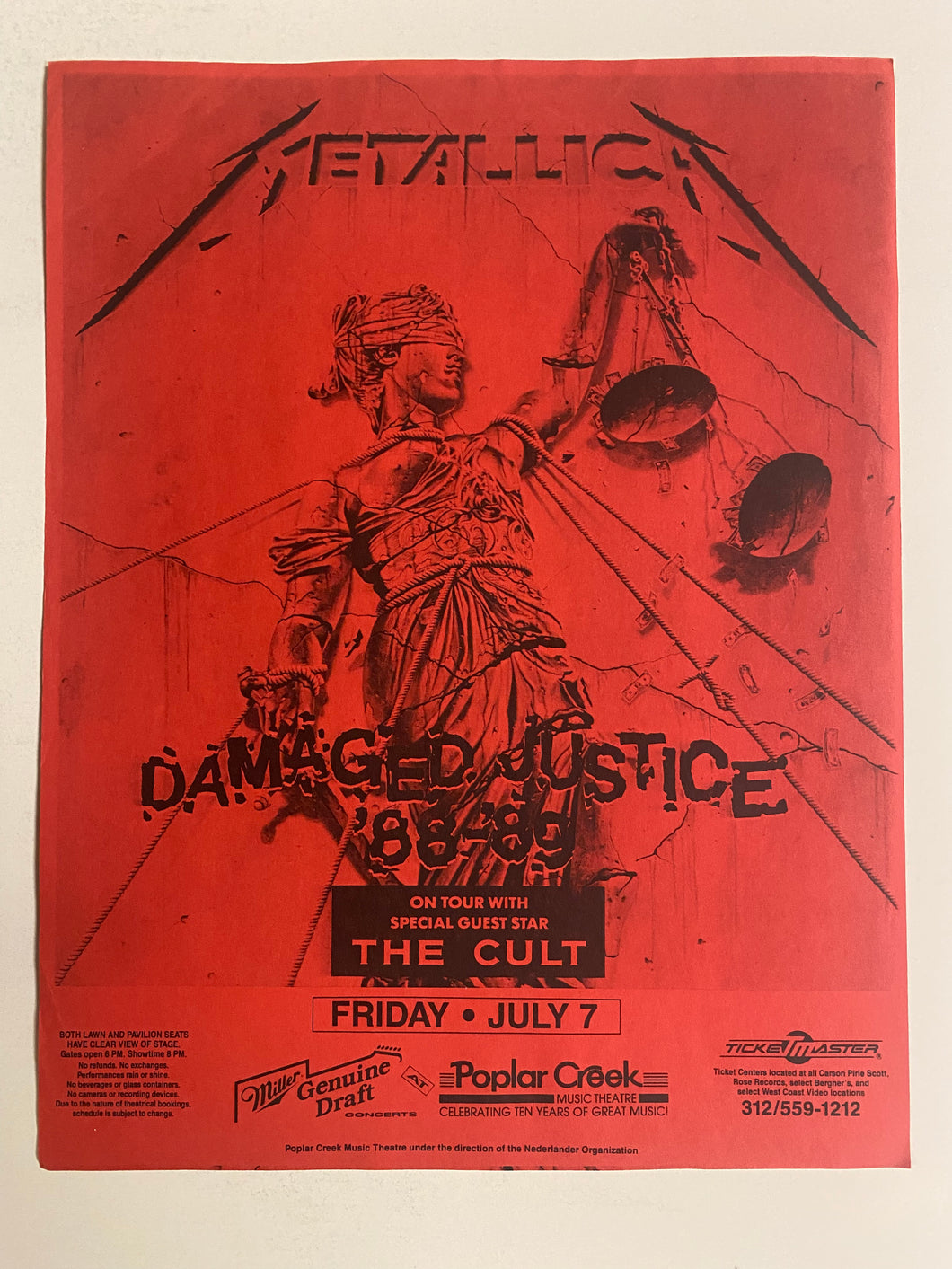 Metallica - 8 1/2” x 11” Original Concert Flyer