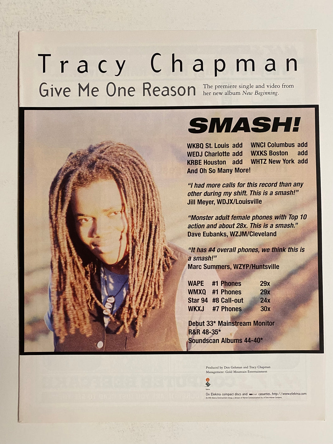 Tracy Chapman - 8 1/2” x 11” Trade Ad #3