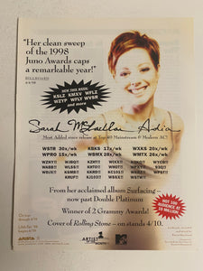 Sarah McLachlan - 8 1/2” x 11” Trade Ad