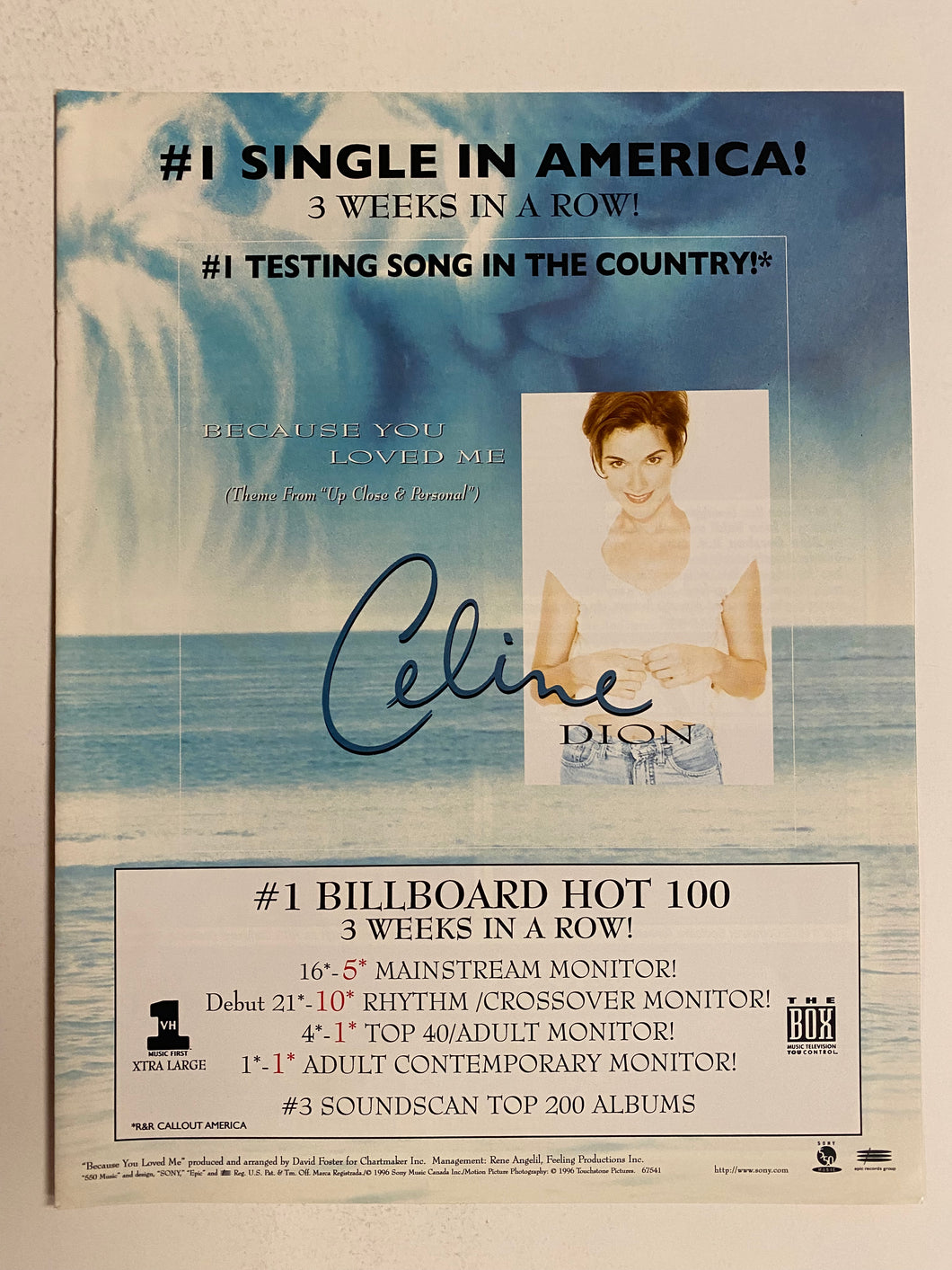 Celine Dion - 8 1/2” x 11” Trade Ad #4