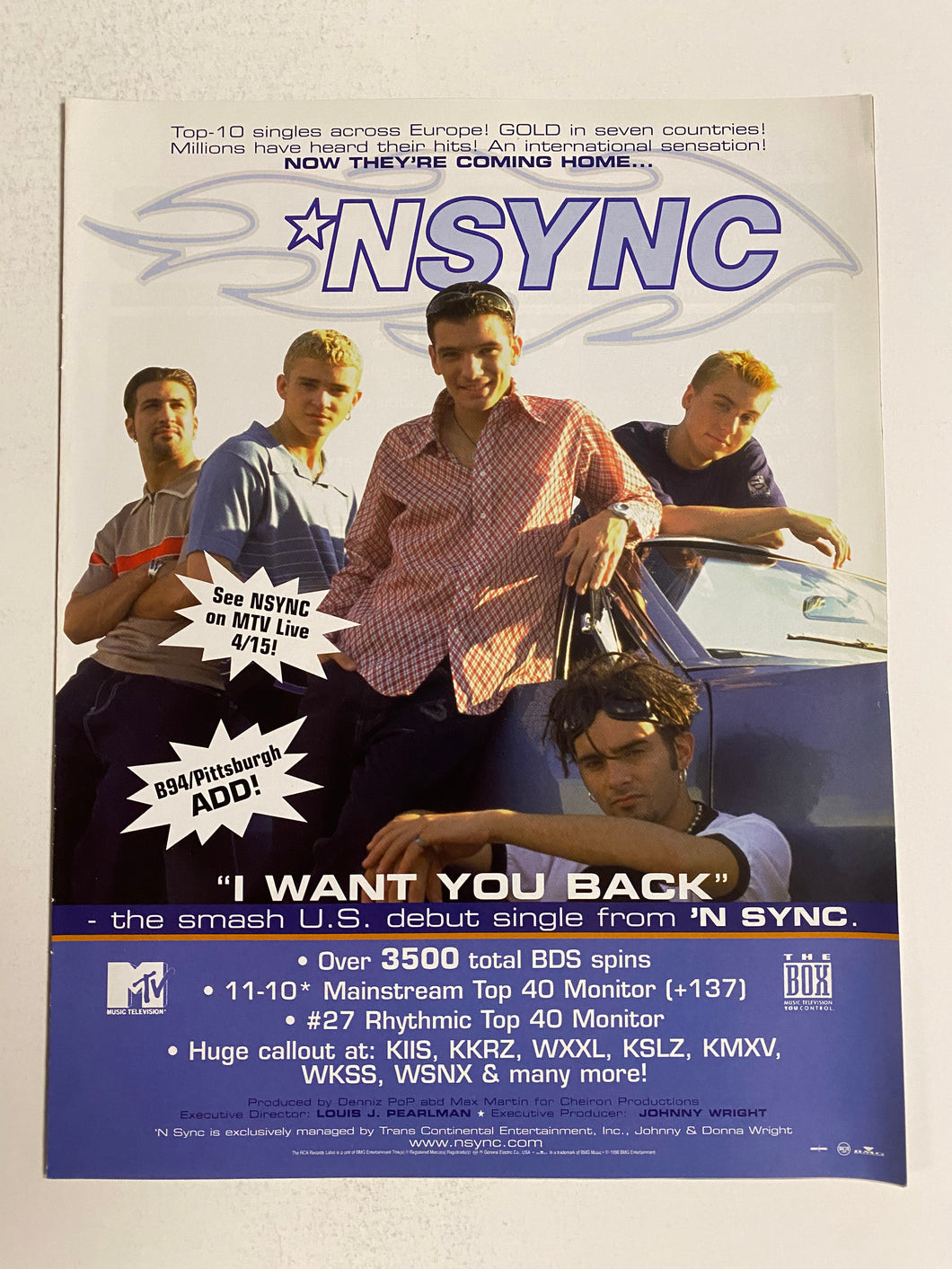 NSYNC - 8 1/2” x 11” Trade Ad