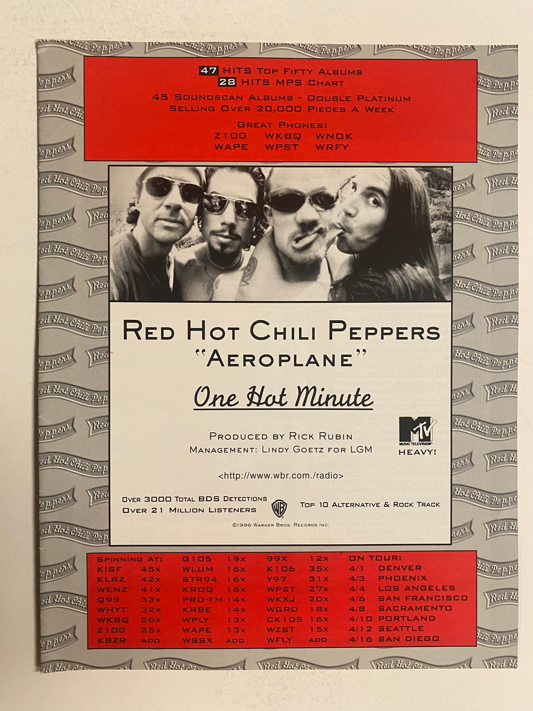 Red Hot Chili Peppers - 8 1/2” x 11” Trade Ad #3