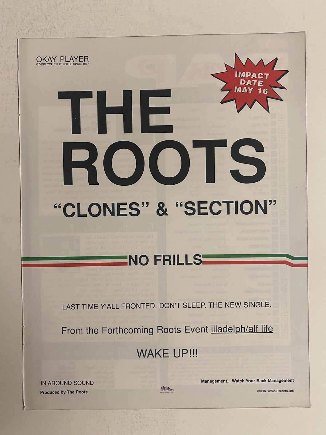 Roots - 8 1/2” x 11” Trade Ad #1