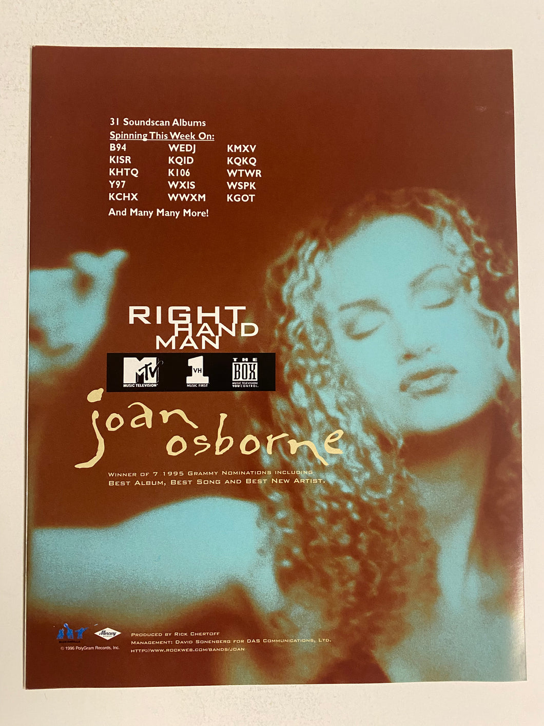 Joan Osborne - 8 1/2” x 11” Trade Ad #4