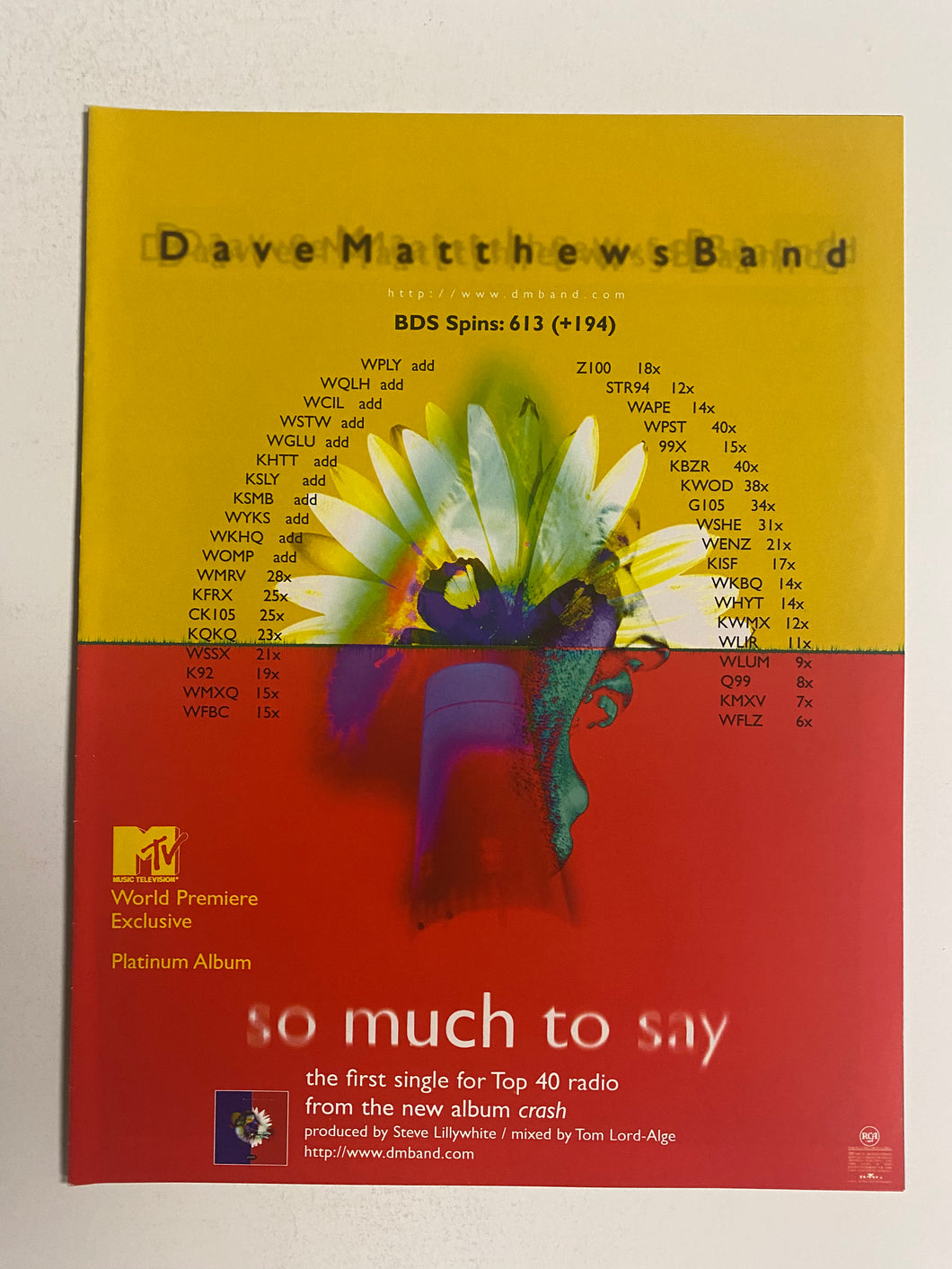 Dave Matthews Band - 8 1/2” x 11” Trade Ad #3