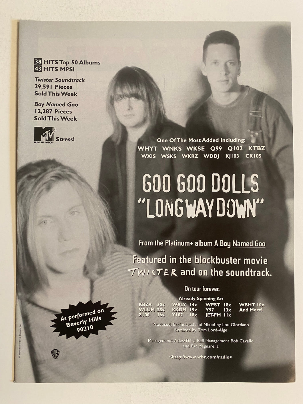 Goo Goo Dolls - 8 1/2” x 11” Trade Ad #3