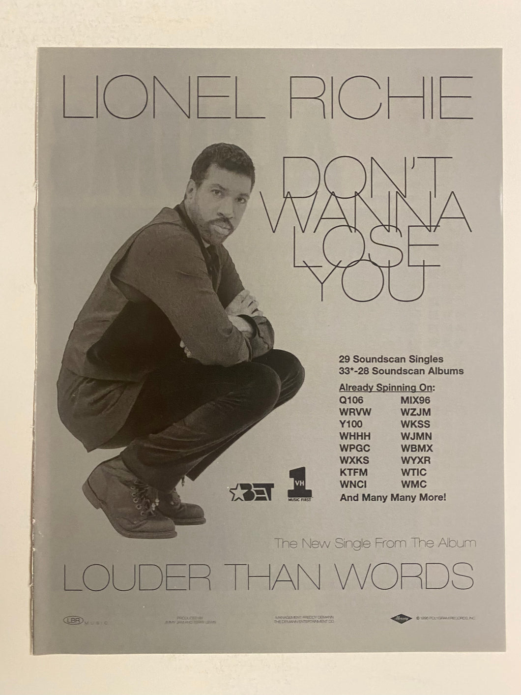 Lionel Richie - 8 1/2” x 11” Trade Ad #10