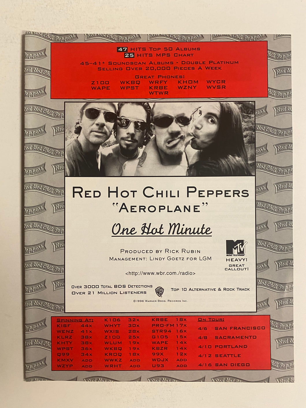 Red Hot Chili Peppers - 8 1/2” x 11” Trade Ad #5