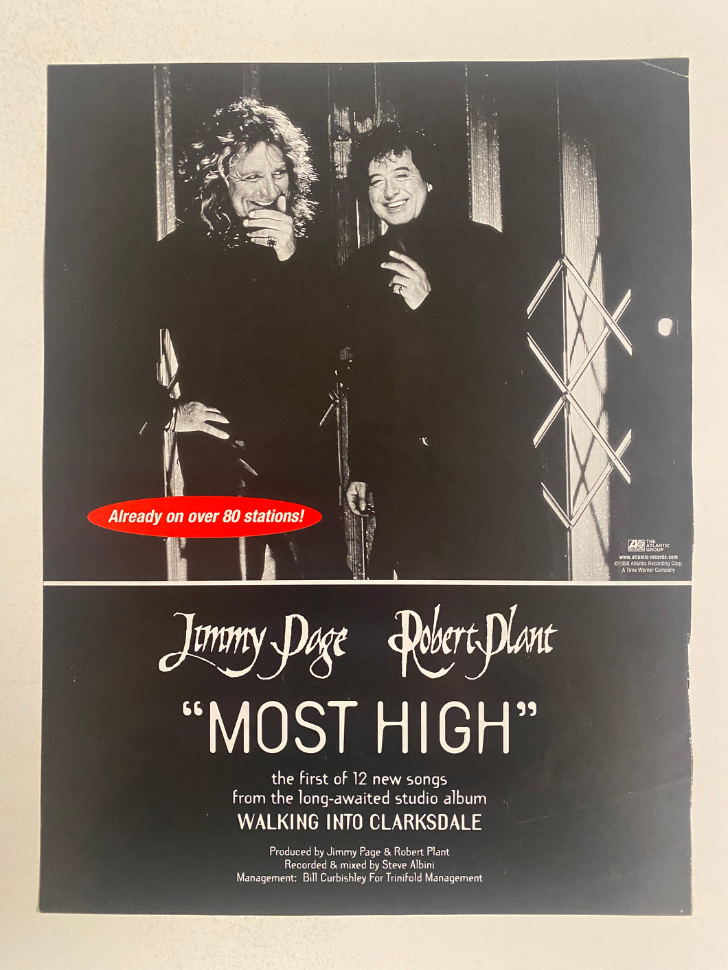 Jimmy Page / Robert Plant - 8 1/2” x 11” Trade Ad