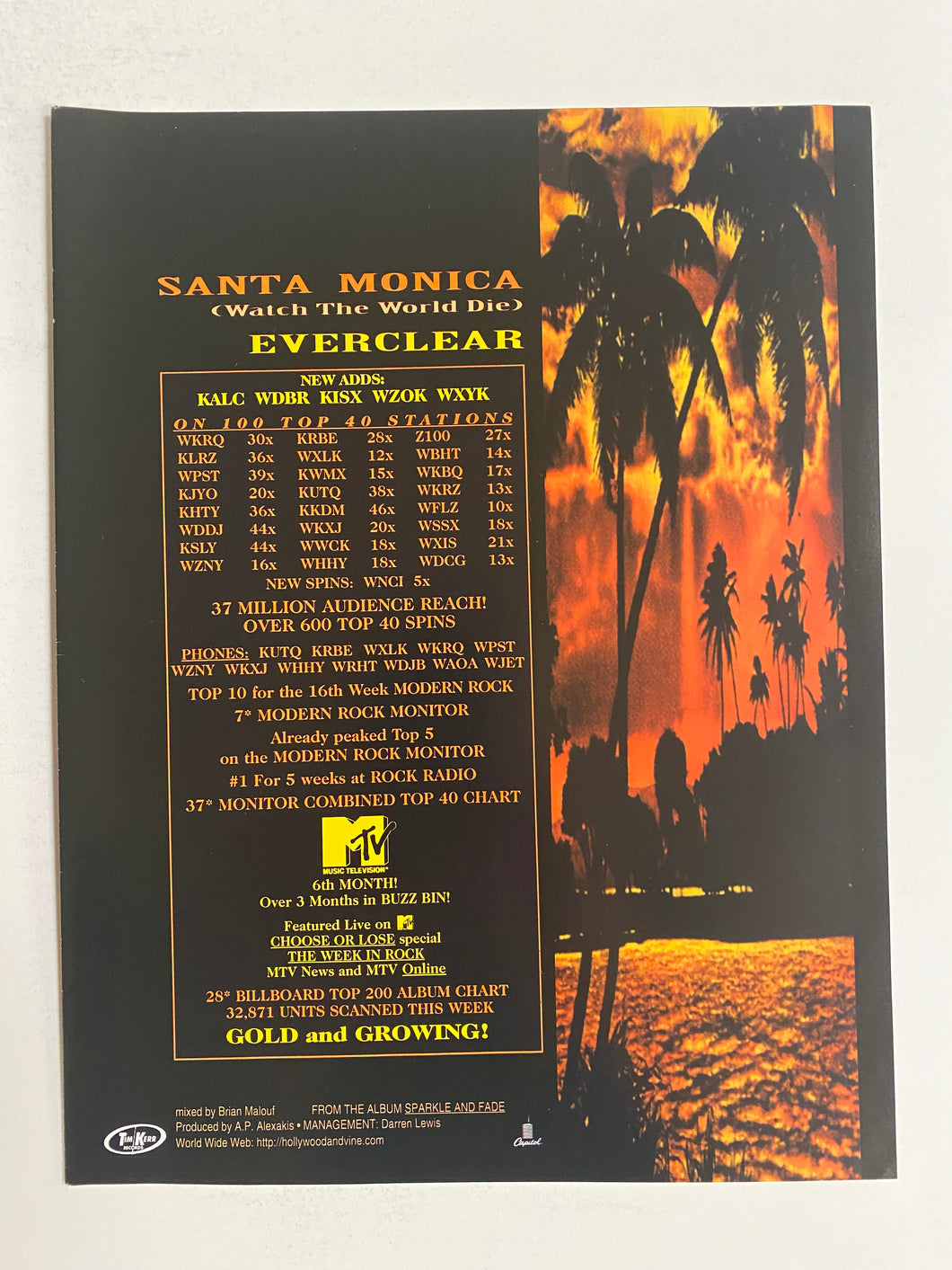 Everclear - 8 1/2” x 11” Trade Ad #4