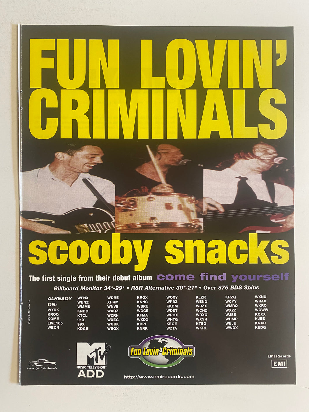 Fun Lovin Criminals - 8 1/2” x 11” Trade Ad