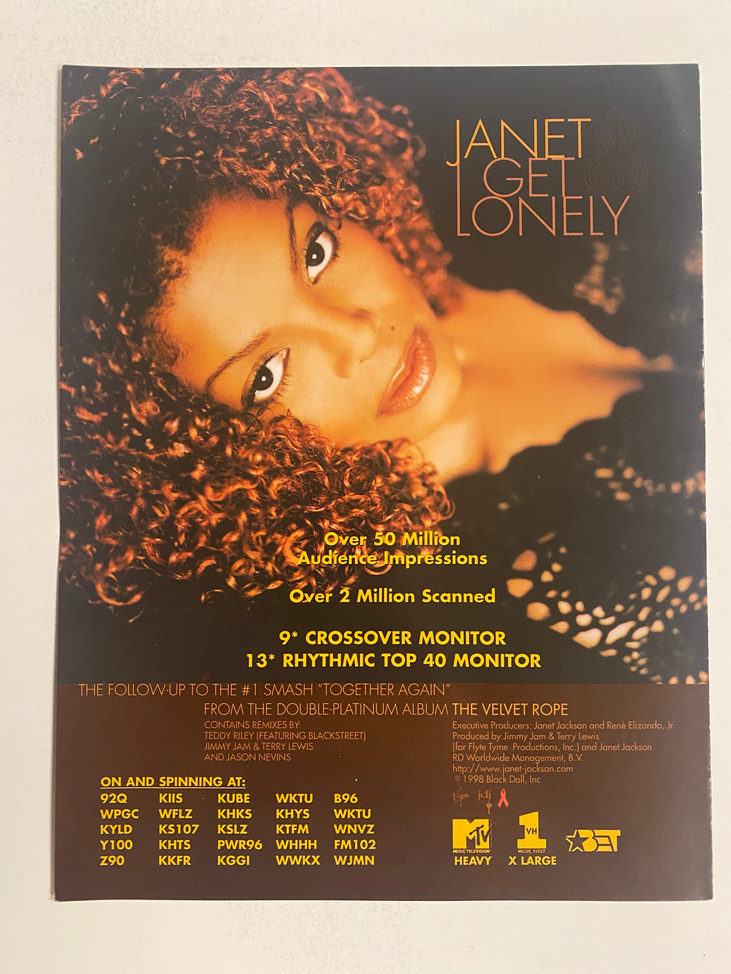 Janet Jackson - 8 1/2” x 11” Trade Ad