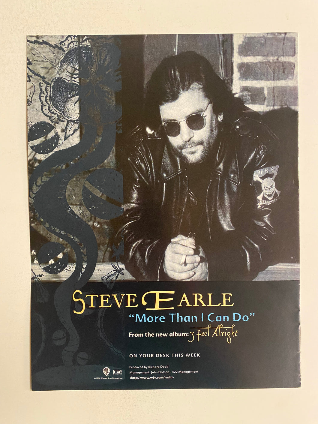 Steve Earle - 8 1/2” x 11” Trade Ad