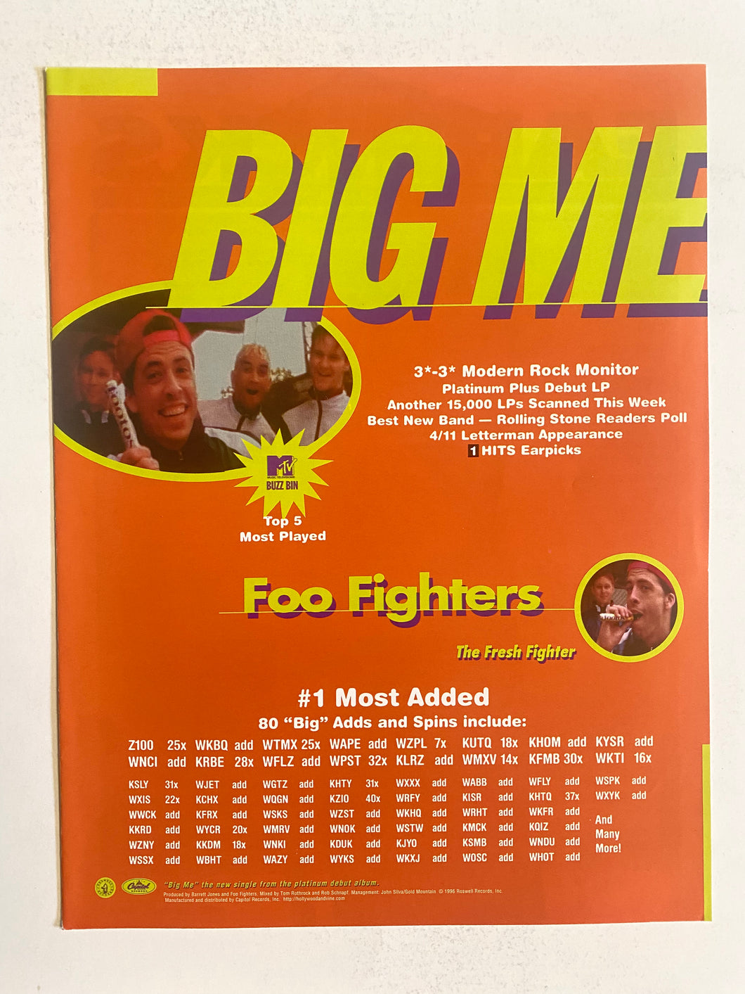 Foo Fighters - 8 1/2” x 11” Trade Ad #4